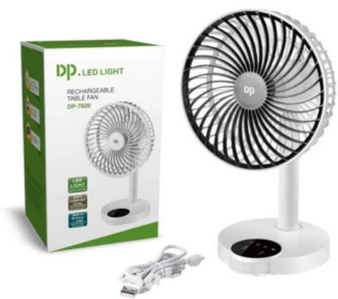 DP 7626 (RECHARGEABLE PORTABLE USB FAN with led light)